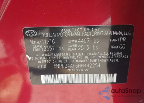 2017 Hyundai Sonata Sport из США, поврежденный, VIN 5NPE34AF6HH442254